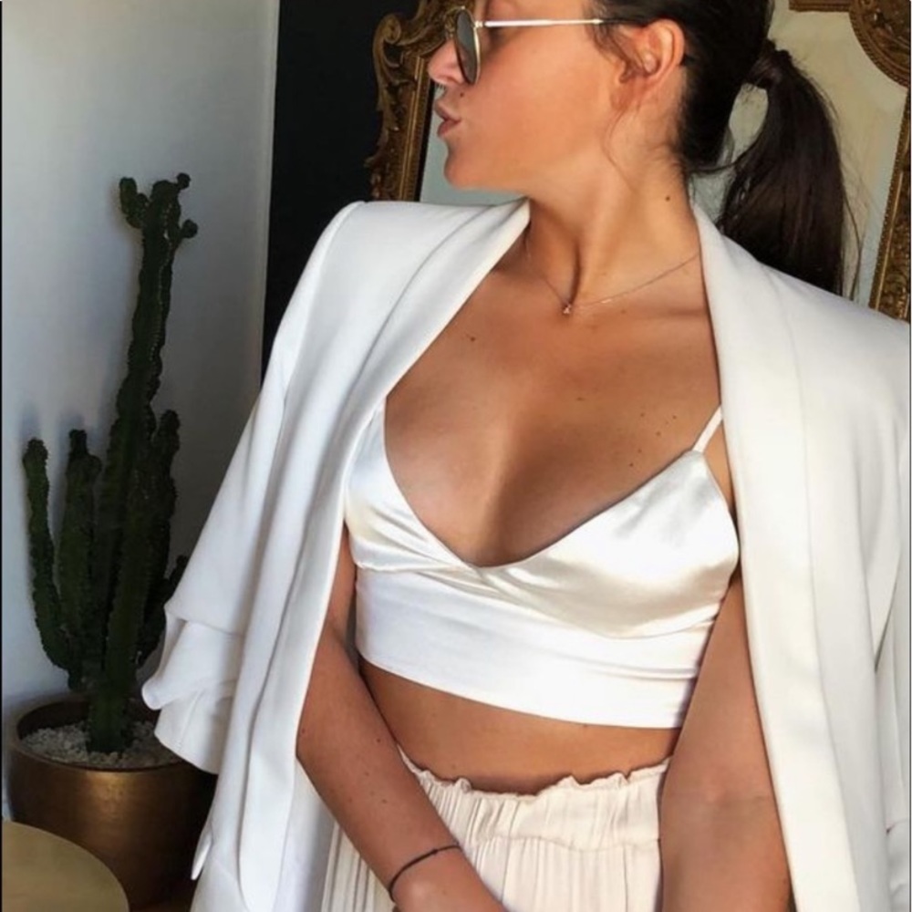 Zara Satin White Crop Top